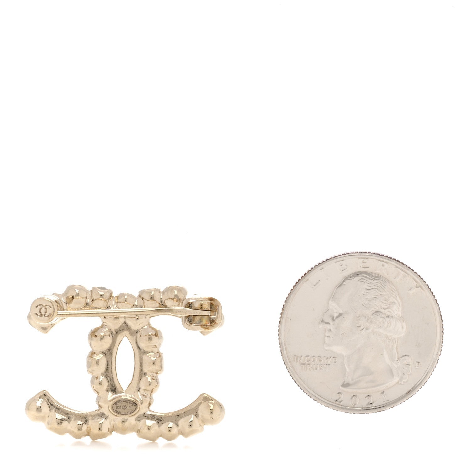 Pearl Crystal CC Brooch Black Gold