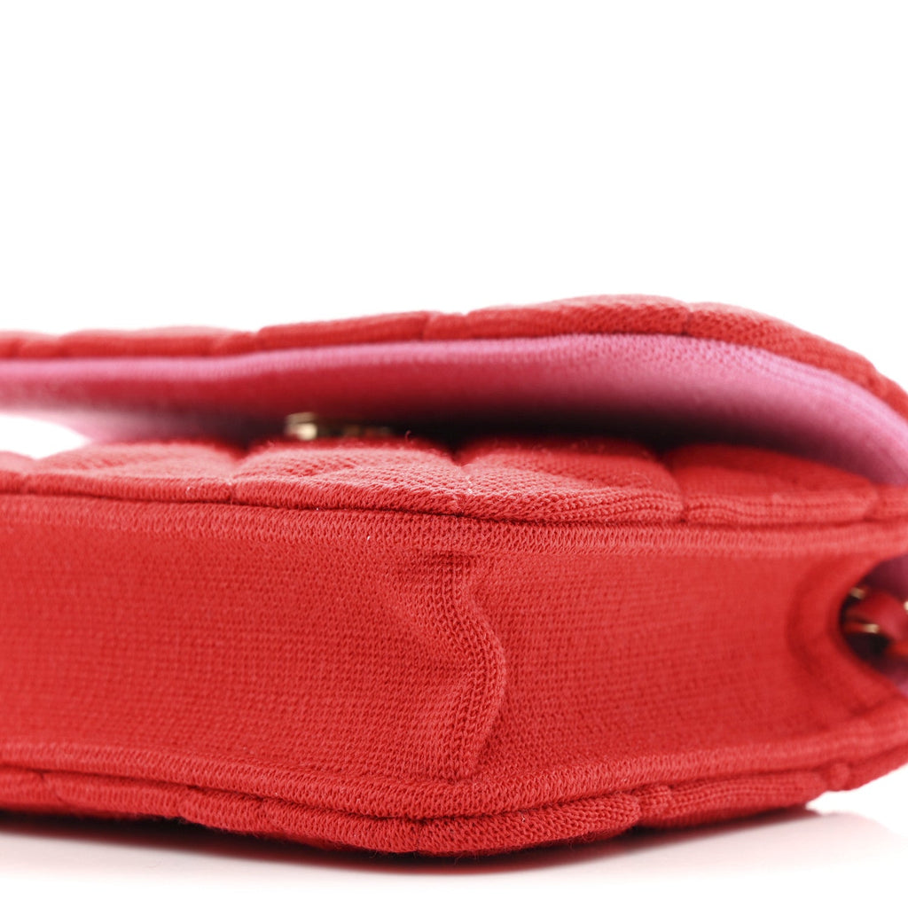 Chanel Jersey Quilted Micro Mini Flap Red