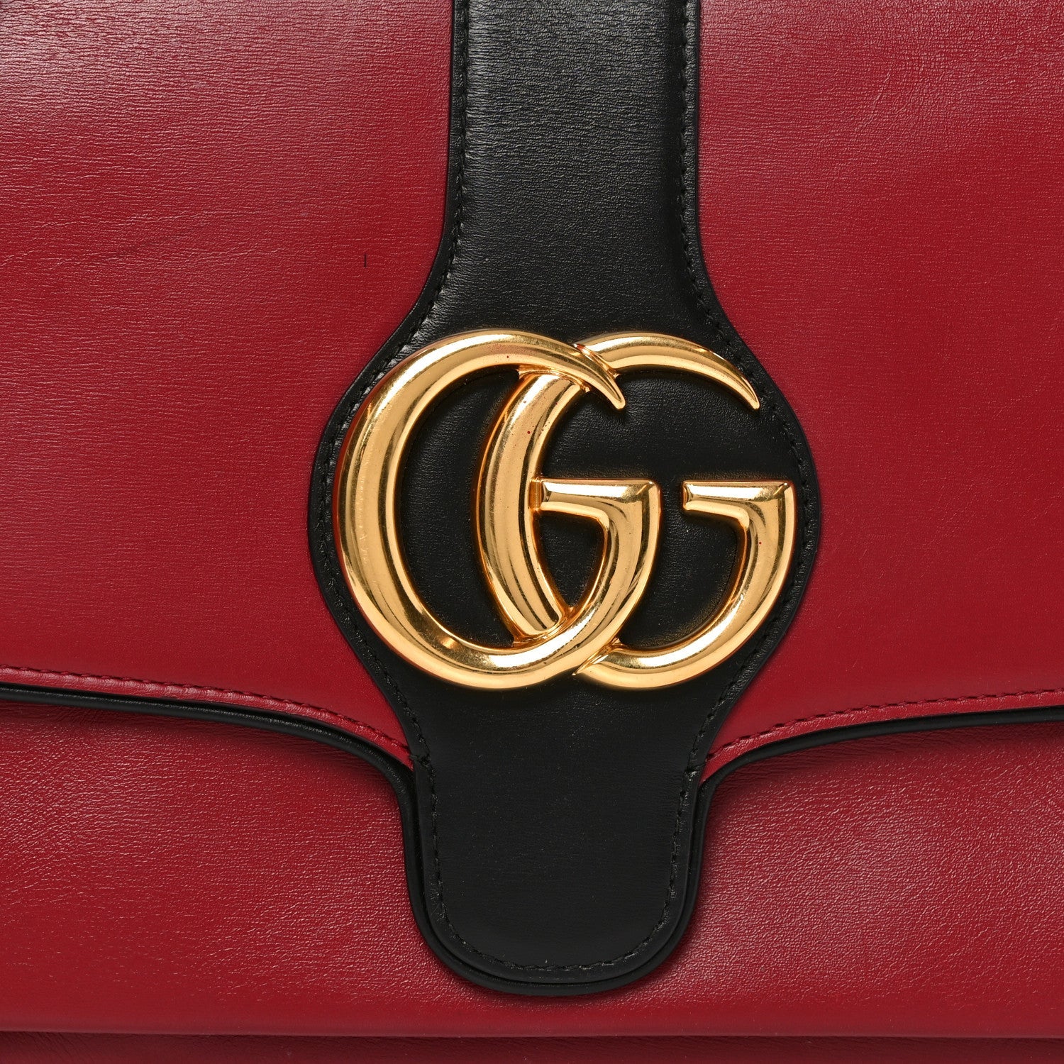 Gucci Calfskin Medium Arli Flap Shoulder Bag New Cherry Red Black