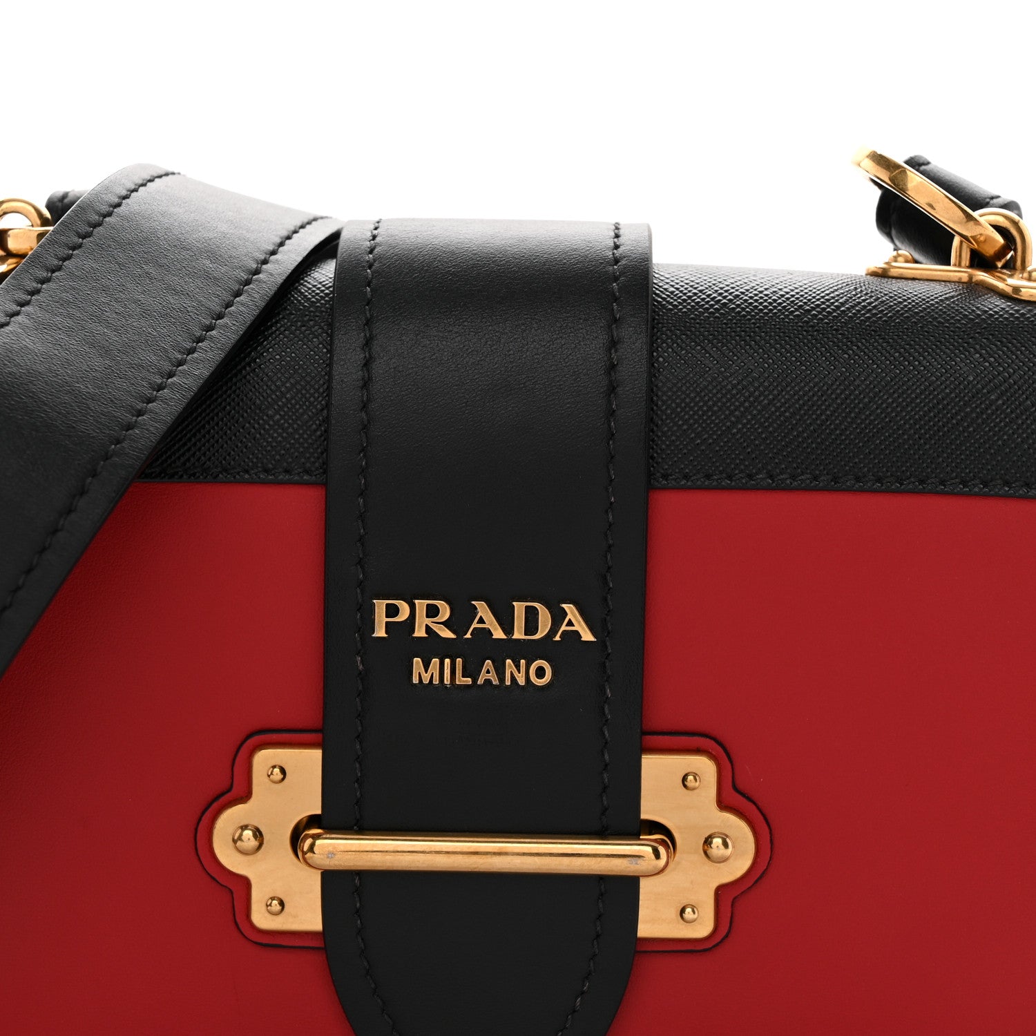 Prada City Calfskin Saffiano Cahier Bag Fuoco Black