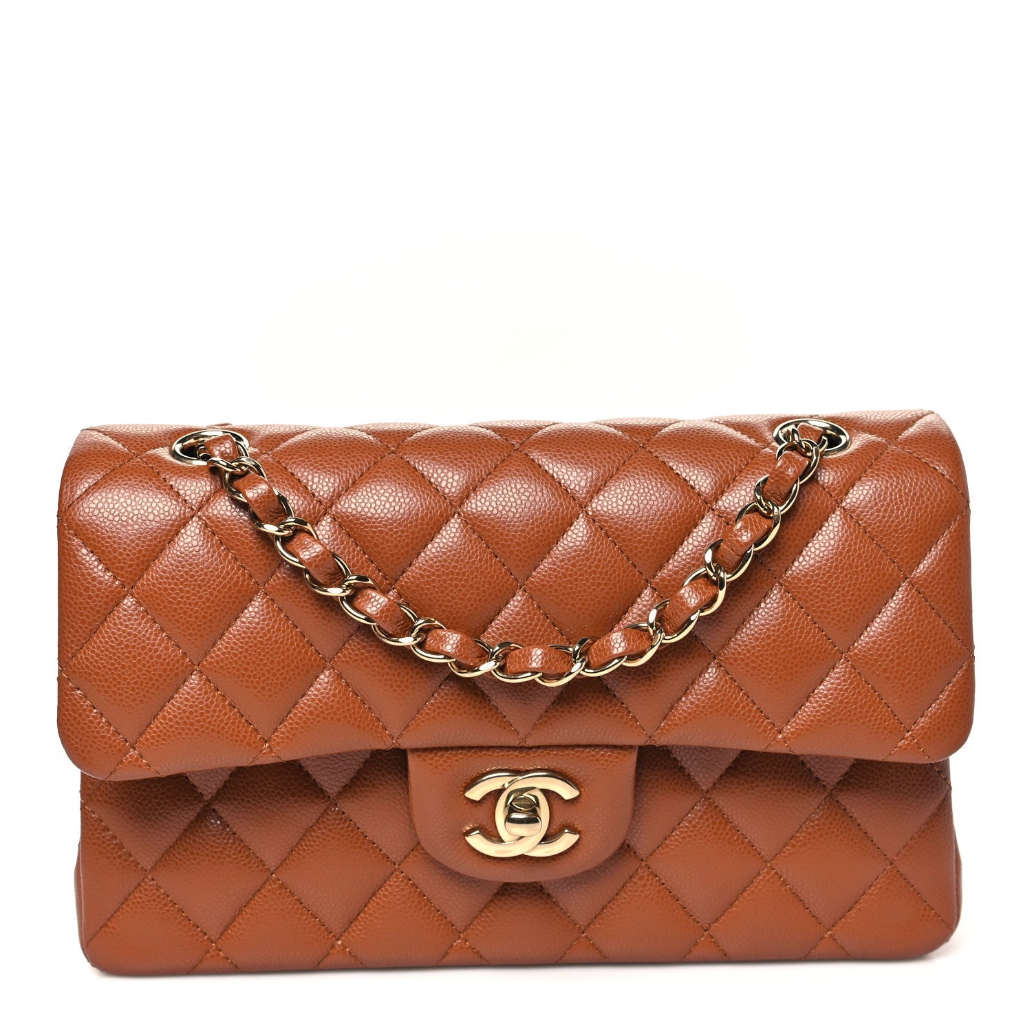 Chanel Caviar Quilted Small Double Flap Light Brown