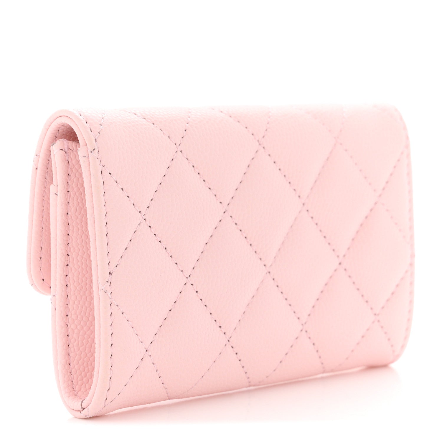 Caviar Quilted CC Flap Card Holder Rose
