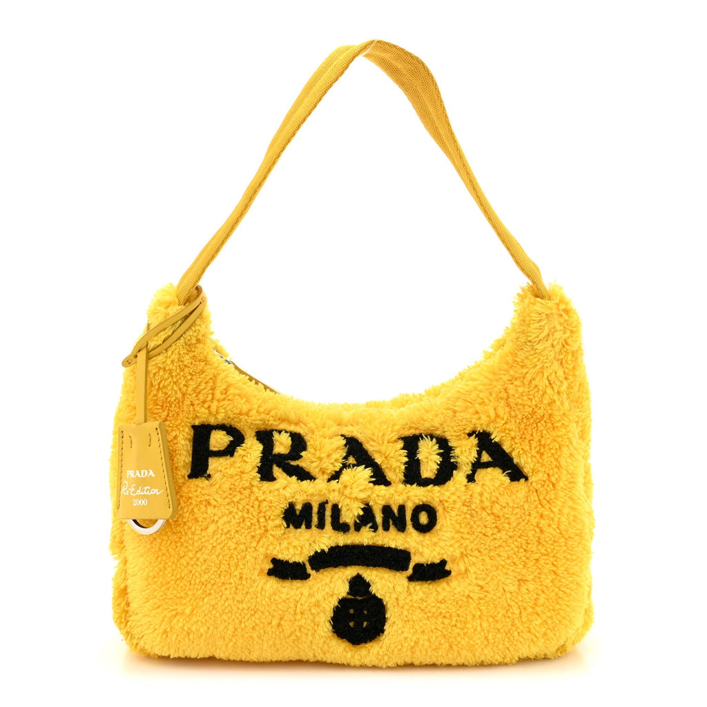 Prada Terry Cloth Mini Re-Edition 2000 Bag Giallo Black