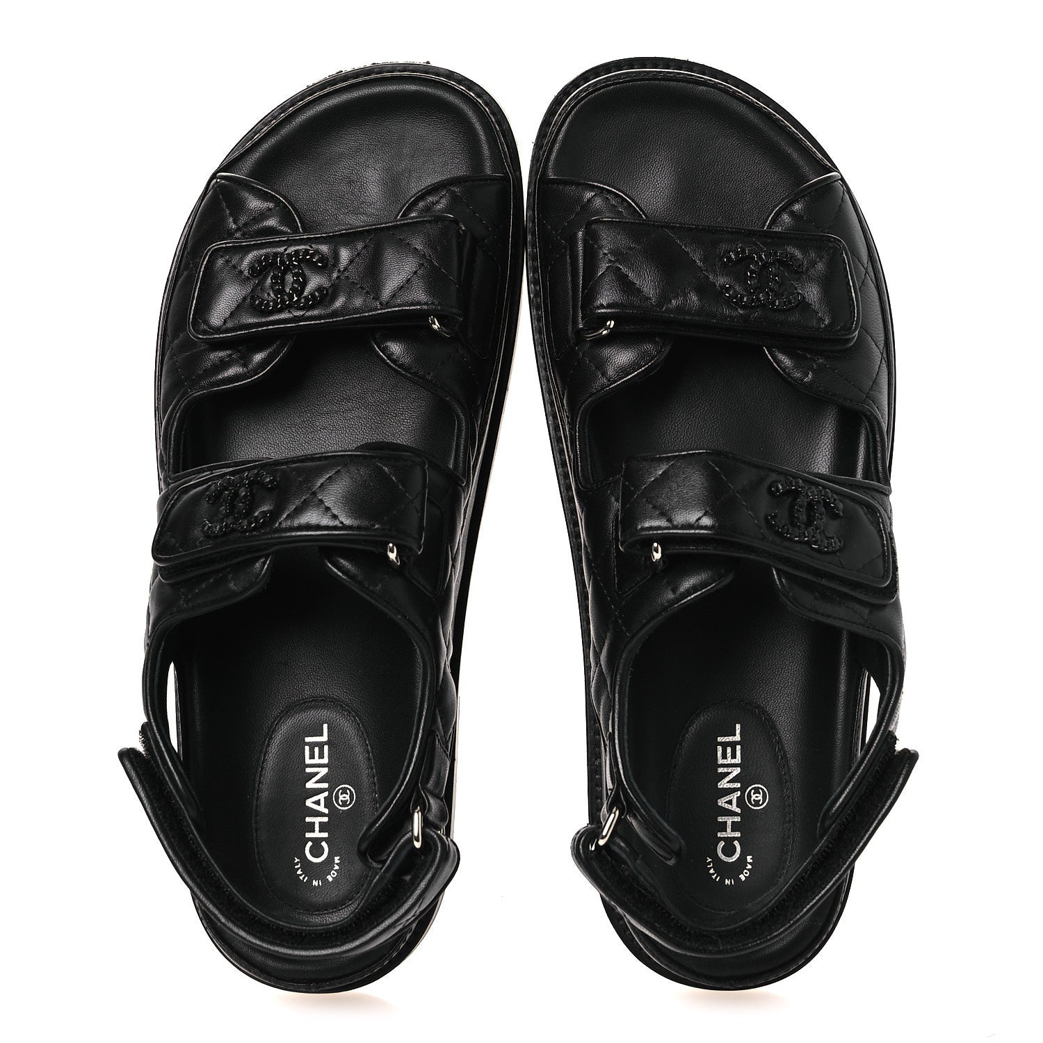 Lambskin Velcro Dad Sandals 39 Black