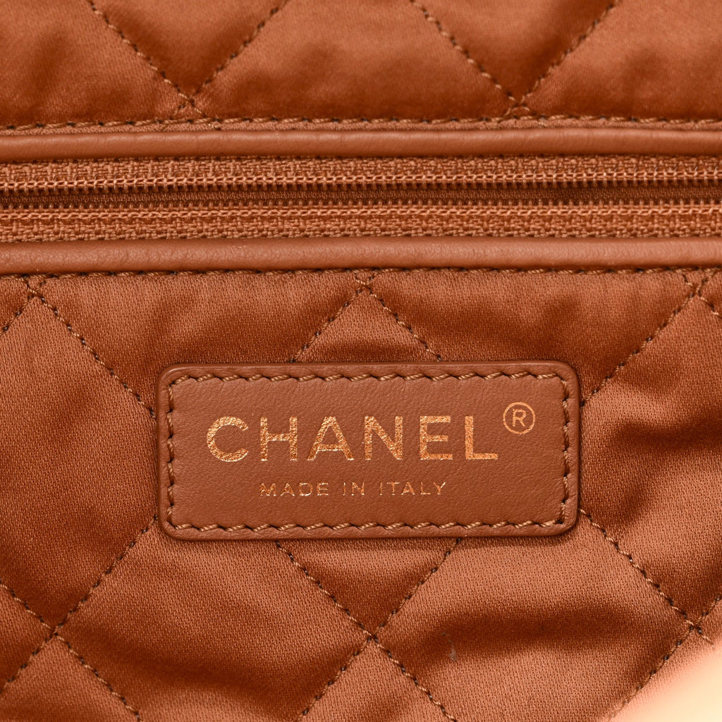 Chanel Shiny Calfskin Quilted Small Chanel 22 Beige