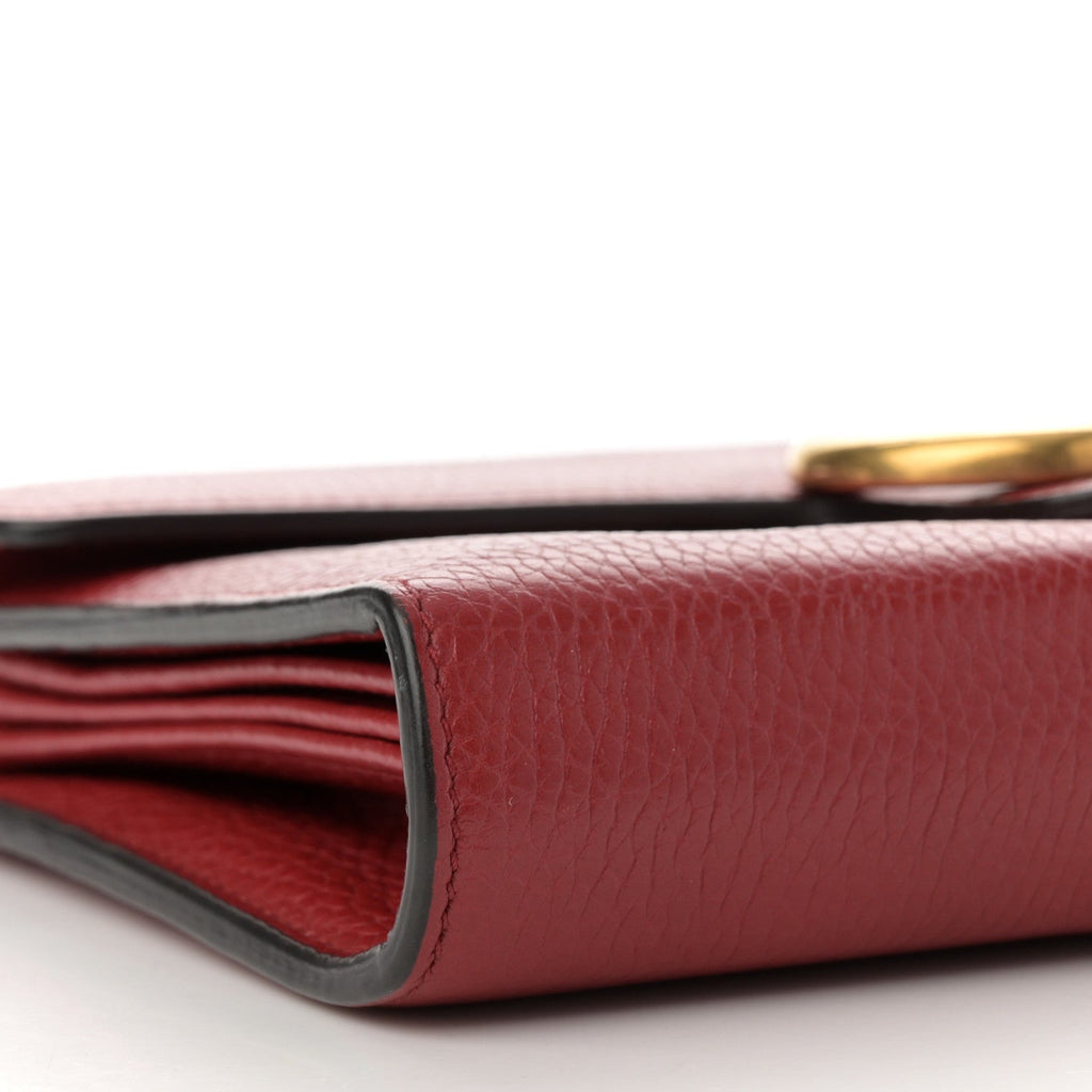 Gucci Calfskin GG Marmont Chain Wallet Vulcanic Red