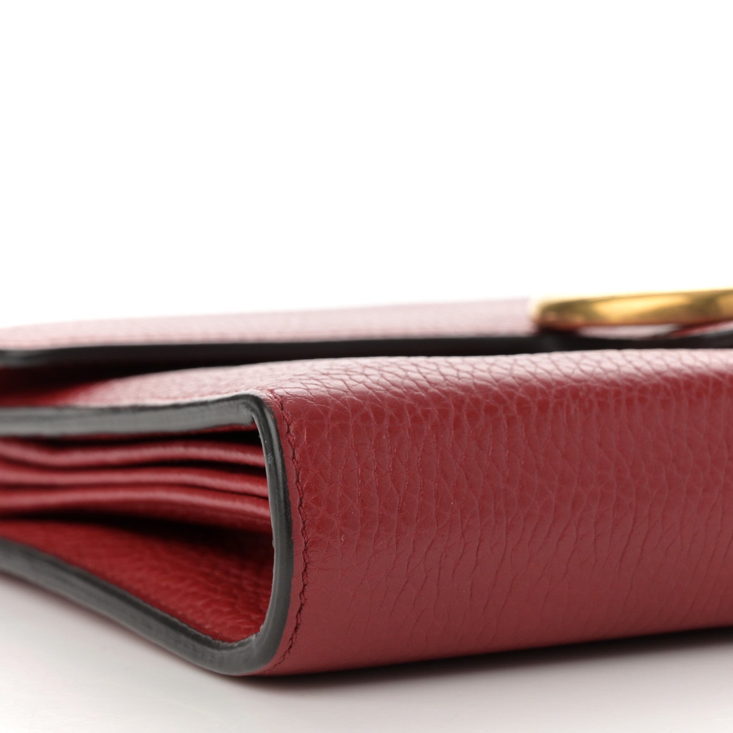 Gucci Calfskin GG Marmont Chain Wallet Vulcanic Red
