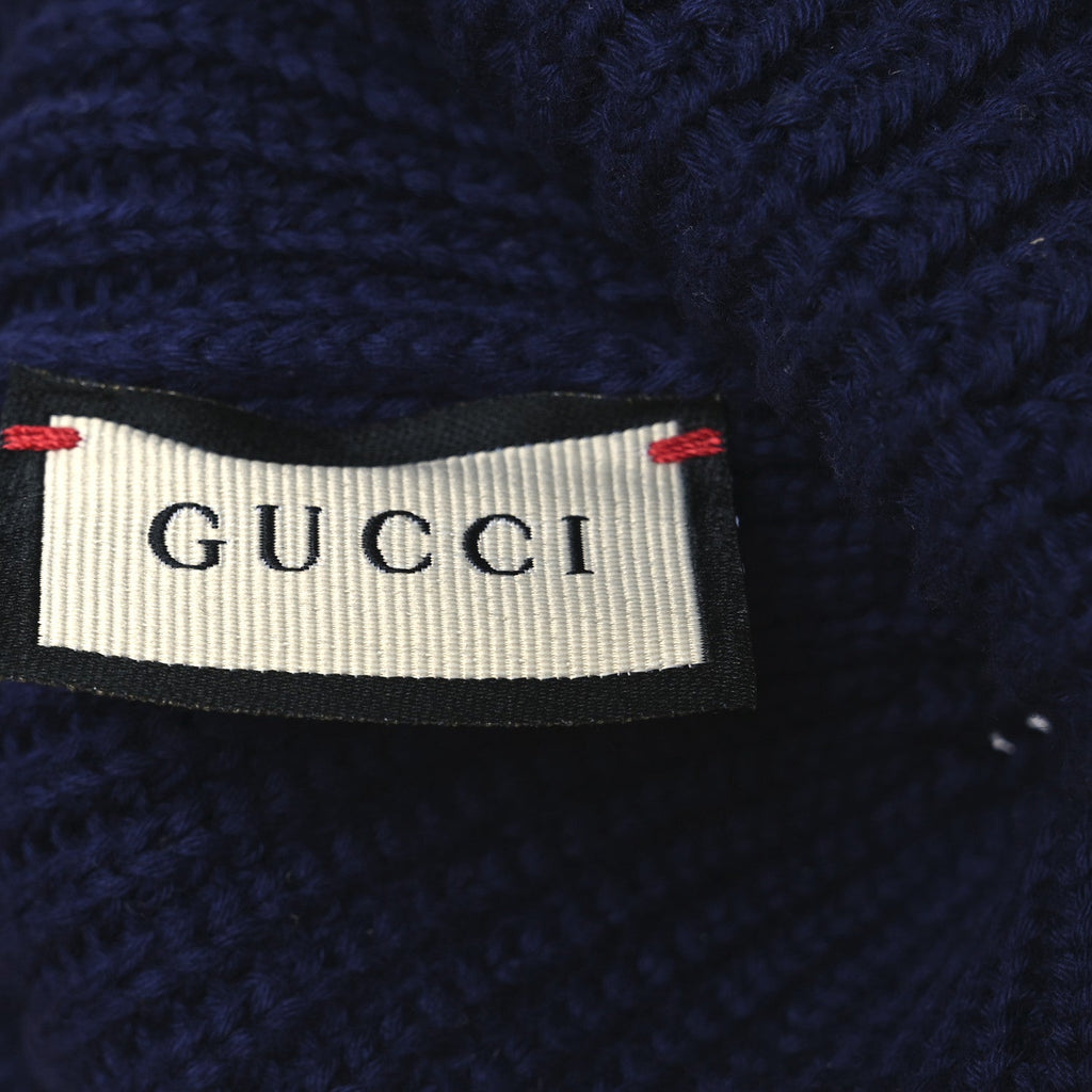 Gucci Wool Cashmere Knit Interlocking G Beanie Hat S Blue