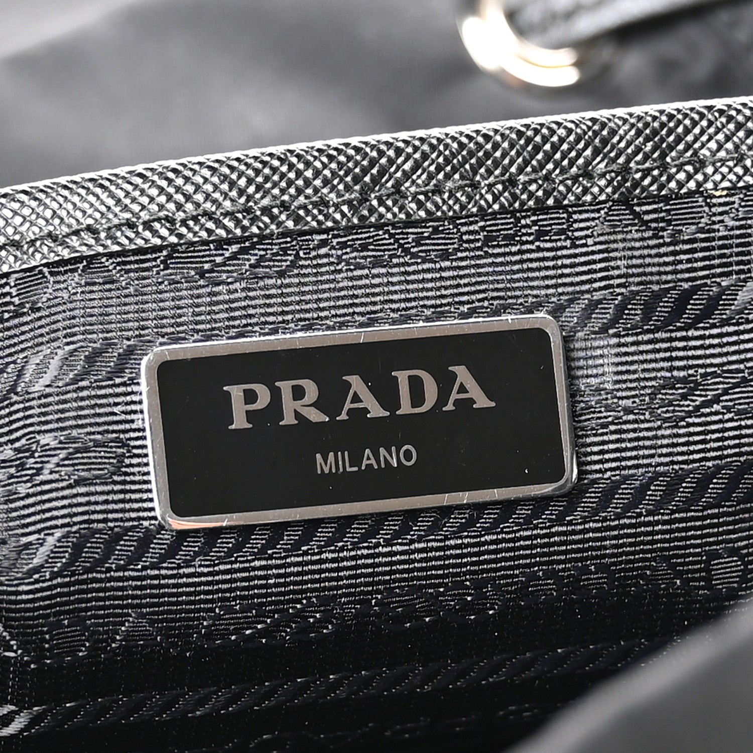 Prada Nylon Vela Saffiano Small Cinch Backpack Black