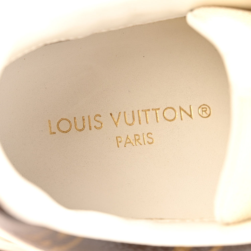 Louis Vuitton Calfskin Monogram Run Away Sneakers 37 White