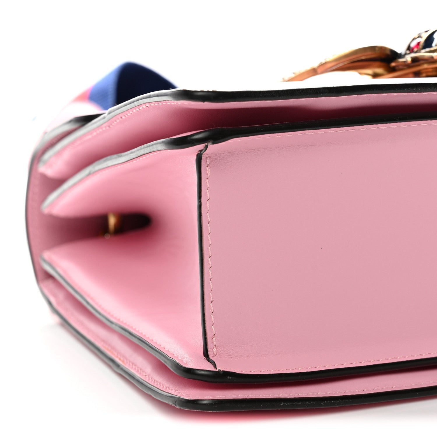 Gucci Calfskin Sylvie Web Small Queen Margaret Top Handle Bag Sugar Pink