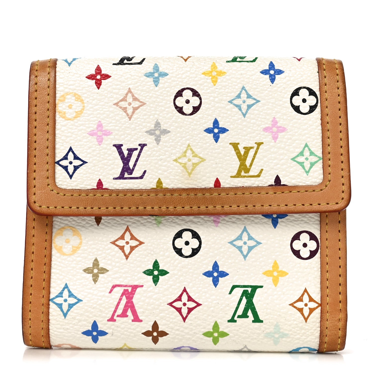 Louis Vuitton Monogram Multicolor Porte-Monnaie Billets Wallet White