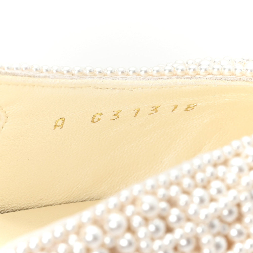 Pearl Patent Cap Toe CC Slingback Pumps 37 Ivory Black