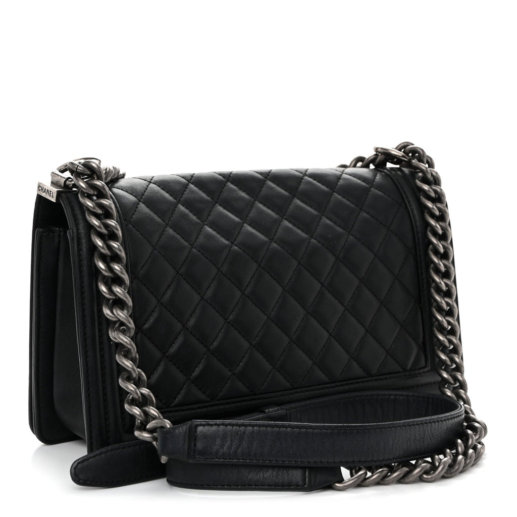 Chanel Lambskin Quilted Medium Boy Flap Black