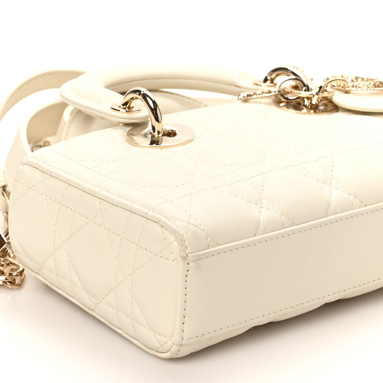 Christian Dior Lambskin Cannage Small Lady D-Joy Latte