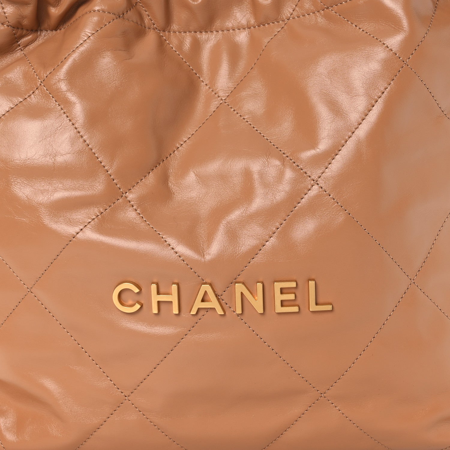 Chanel Shiny Calfskin Quilted Small Chanel 22 Beige