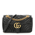Gucci Calfskin Matelasse Small GG Marmont Shoulder Bag Black