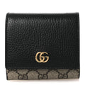 Gucci Dollar Calfskin GG Supreme Monogram Medium GG Marmont Wallet Black Beige Ebony