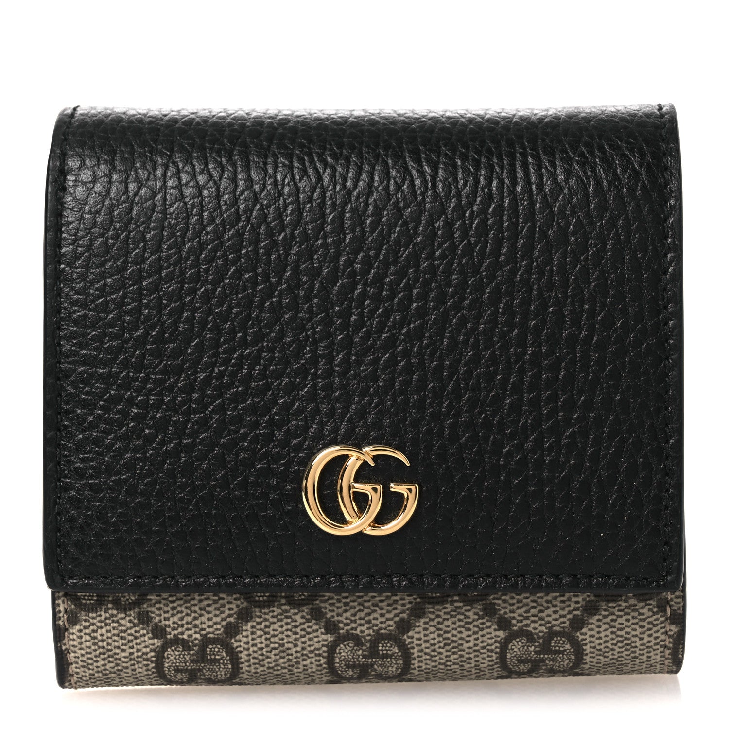 Gucci Dollar Calfskin GG Supreme Monogram Medium GG Marmont Wallet Black Beige Ebony