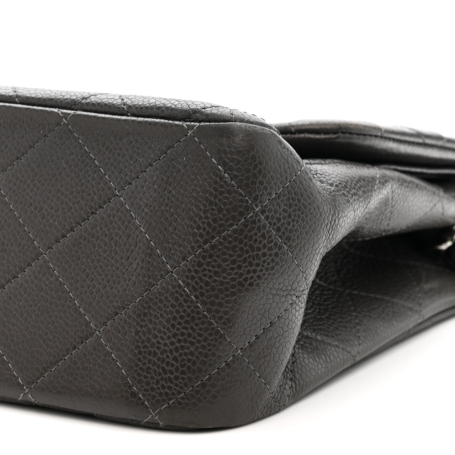 Chanel Caviar Quilted Jumbo Double Flap Grey