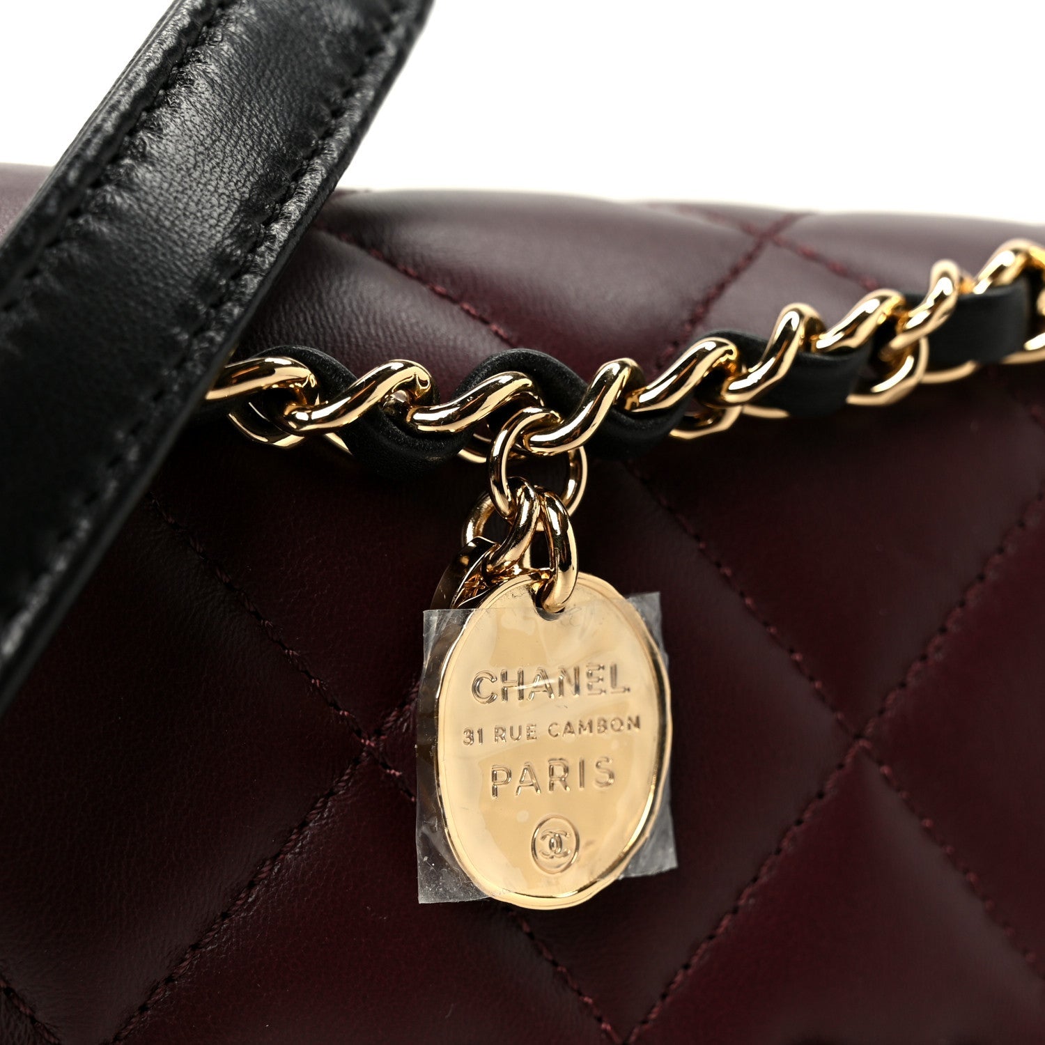 Chanel Lambskin Braided Calfskin Mini Flap Bag Dark Burgundy Black