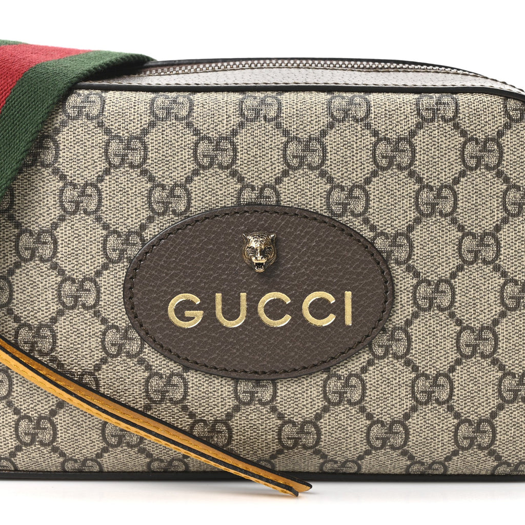 Gucci GG Supreme Monogram Web Neo Vintage Shoulder Bag Beige New Acero Crop
