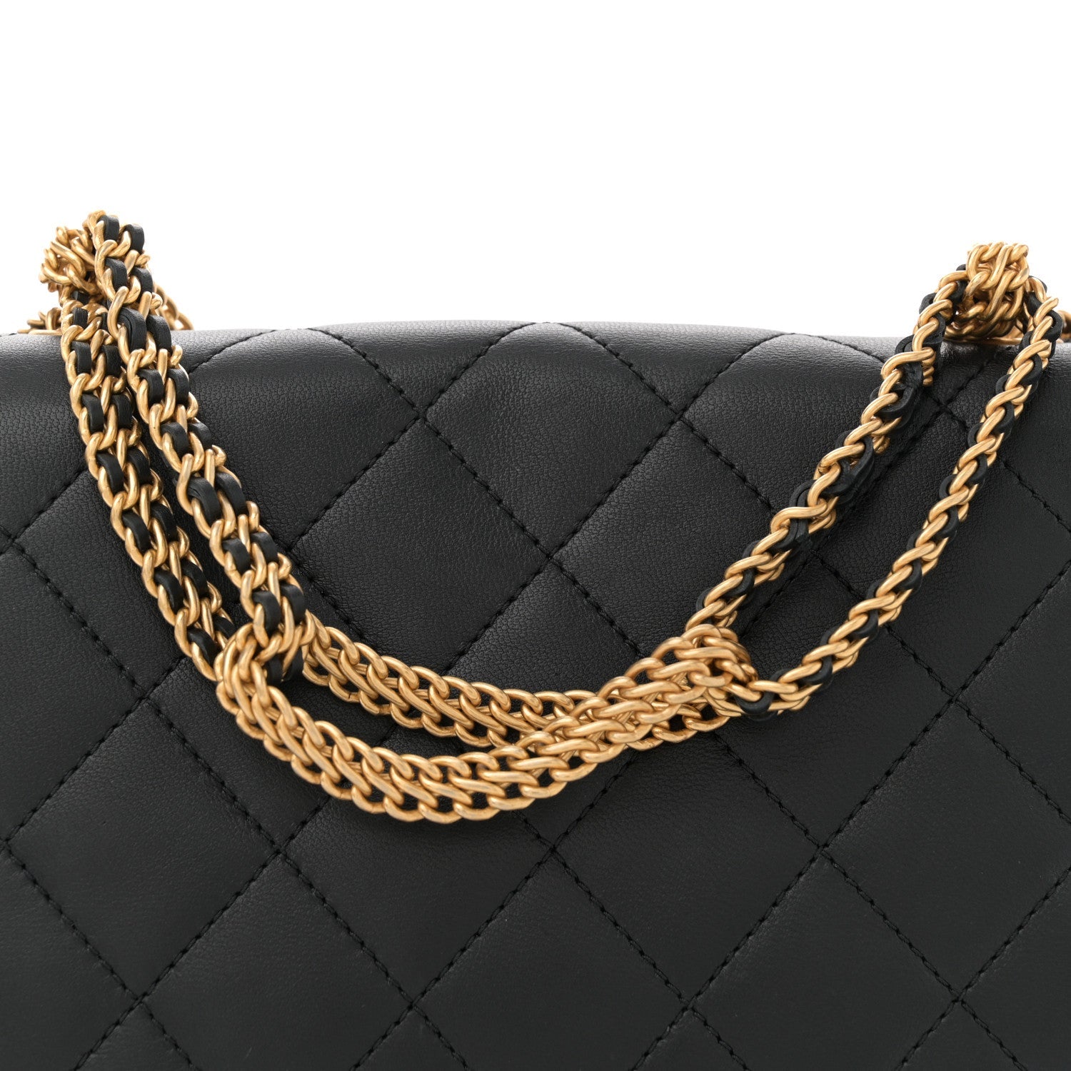 Chanel Lambskin Quilted Chain To Chain Flap Black