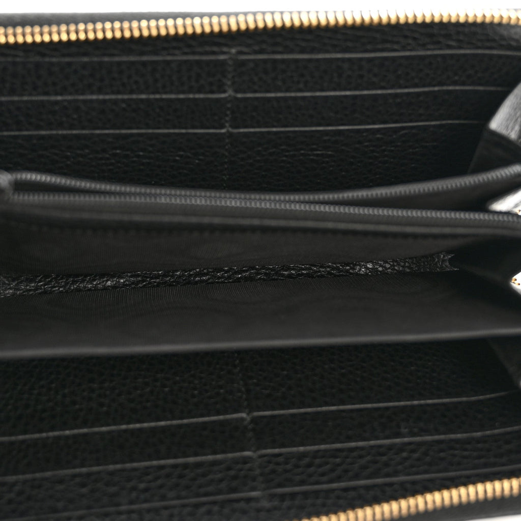 Gucci Dollar Calfskin GG Marmont Zip Around Wallet Black