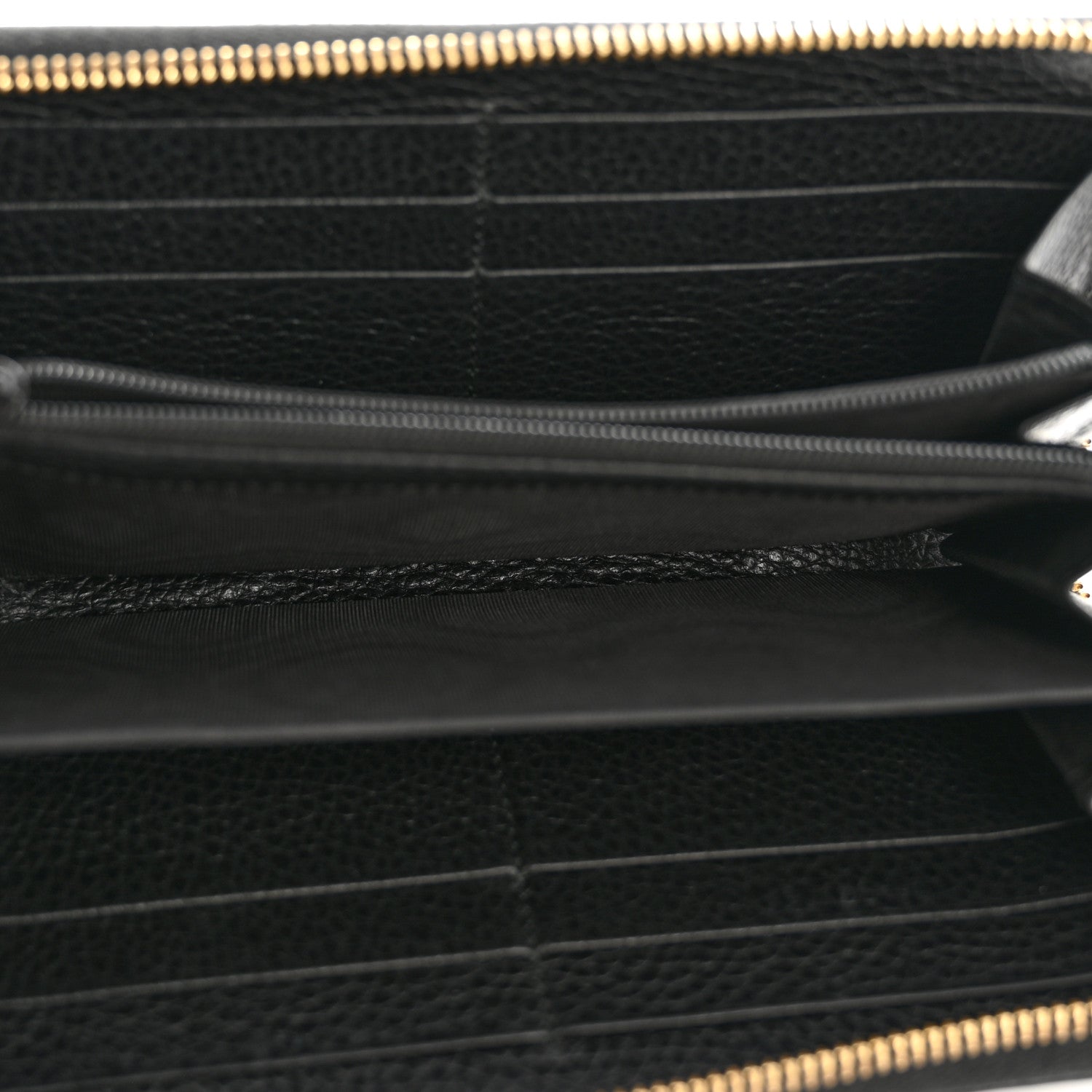 Gucci Dollar Calfskin GG Marmont Zip Around Wallet Black