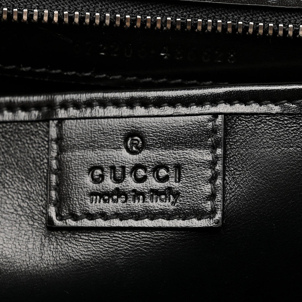 Gucci Boarded Dyana Lux Calfskin Web Monochrome Medium Bamboo 1947 Top Handle Bag Black
