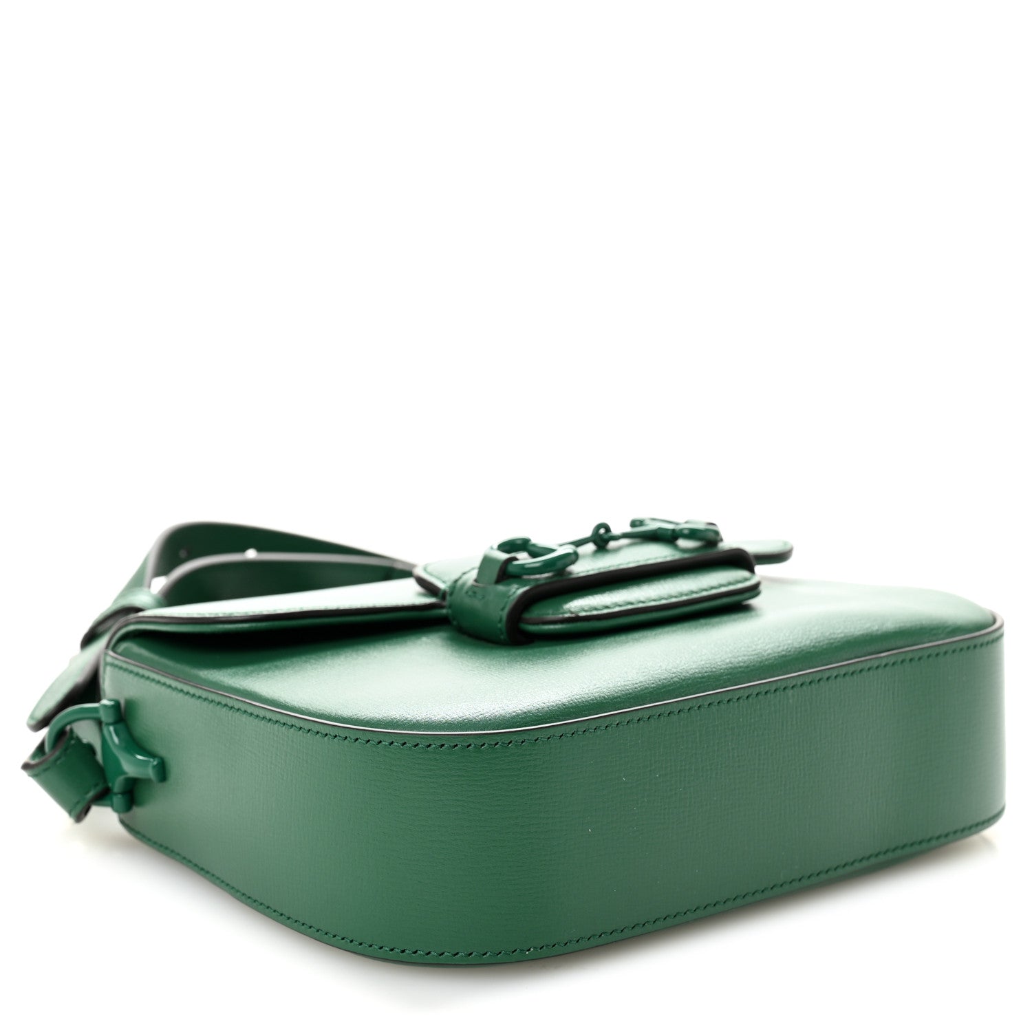Gucci Azalea Calfskin Web Monochrome Horsebit 1955 Shoulder Bag Emerald