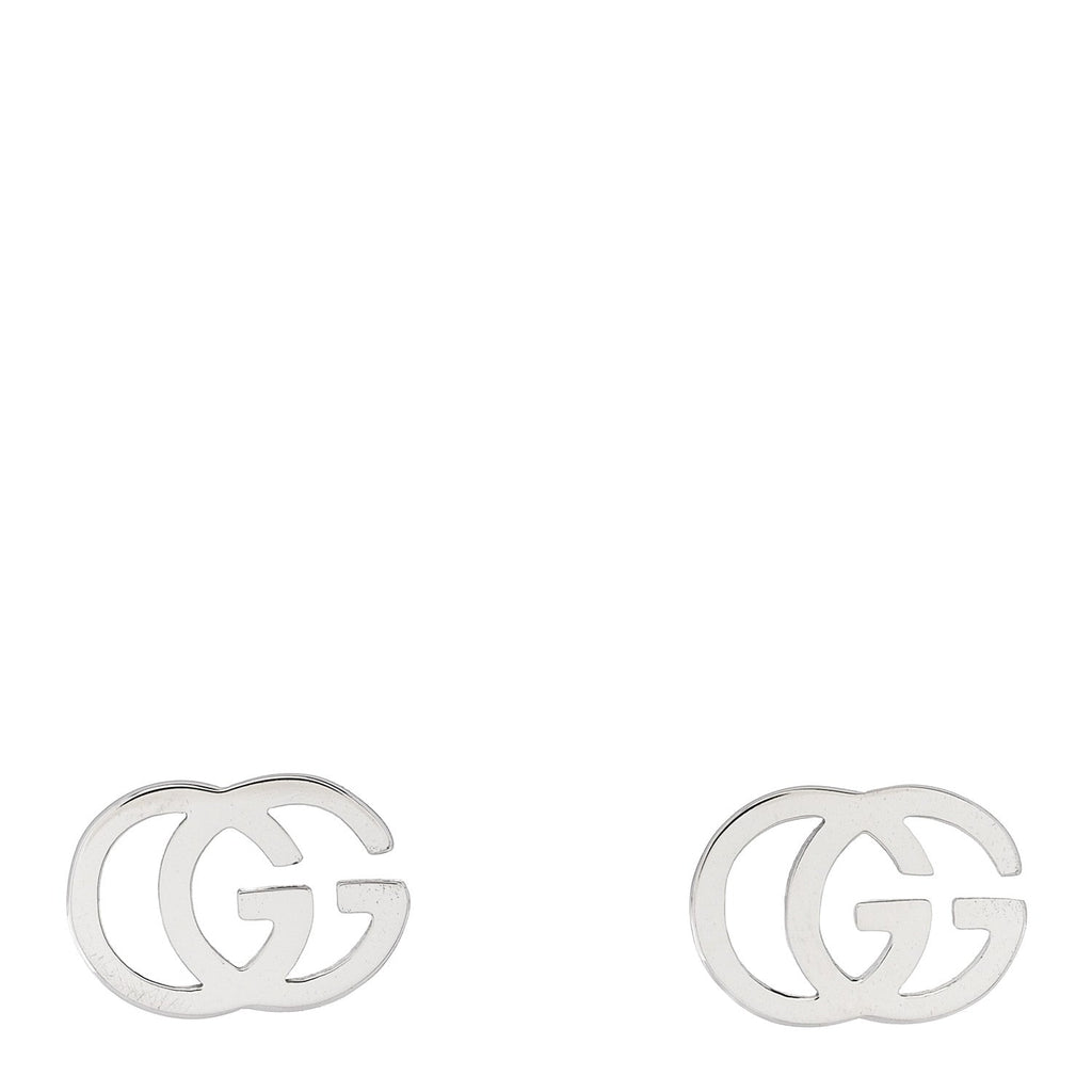 Gucci 18K White Gold Running G Stud Earrings