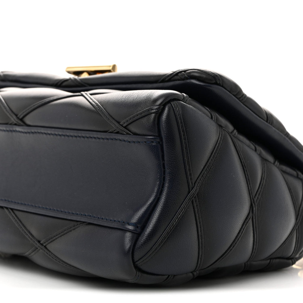 Louis Vuitton Lambskin Malletage Top Handle GO-14 MM Bleu Marine
