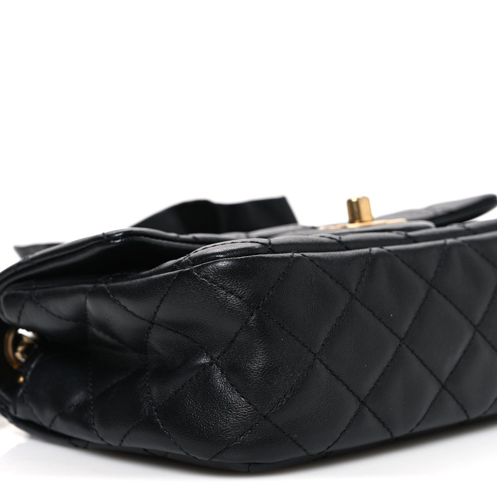 Chanel Lambskin Quilted Mini Romance Rectangular Flap Black