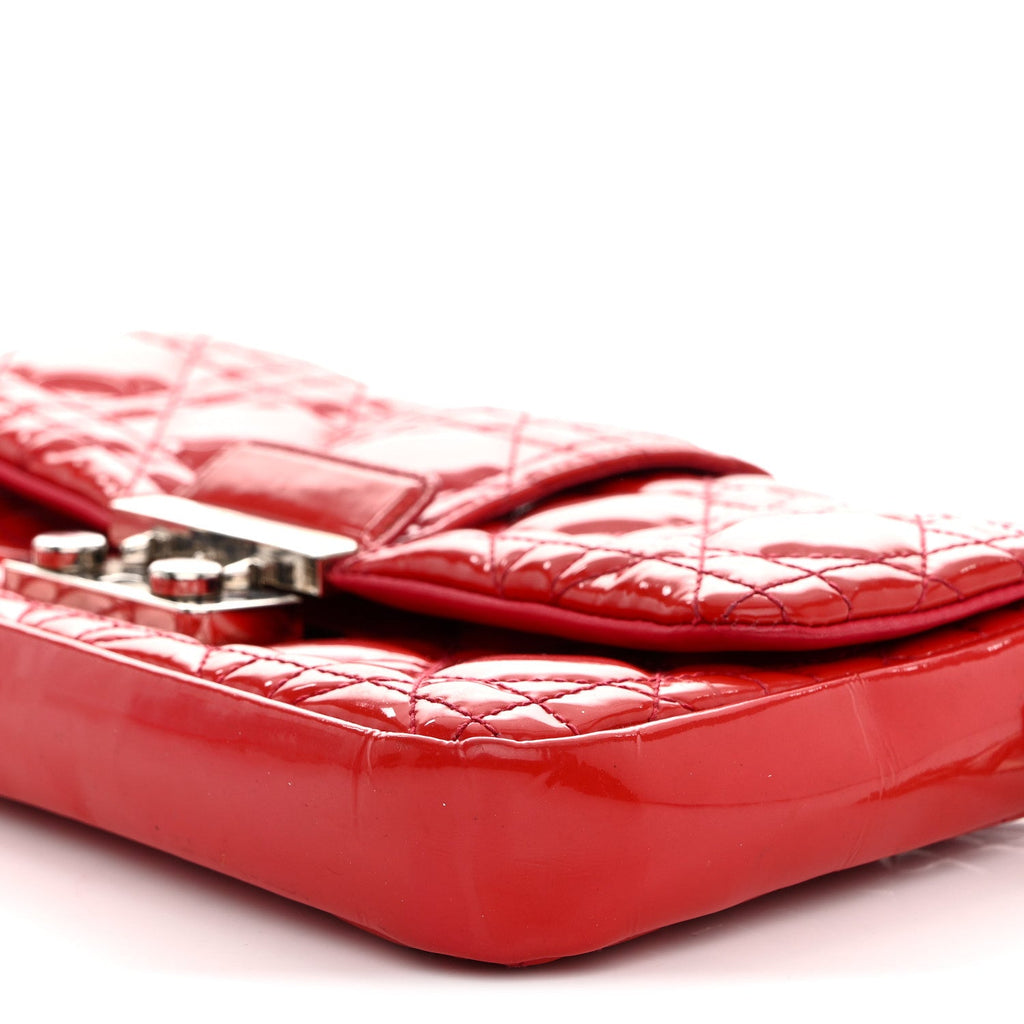 Christian Dior Patent Cannage New Lock Pouch Red