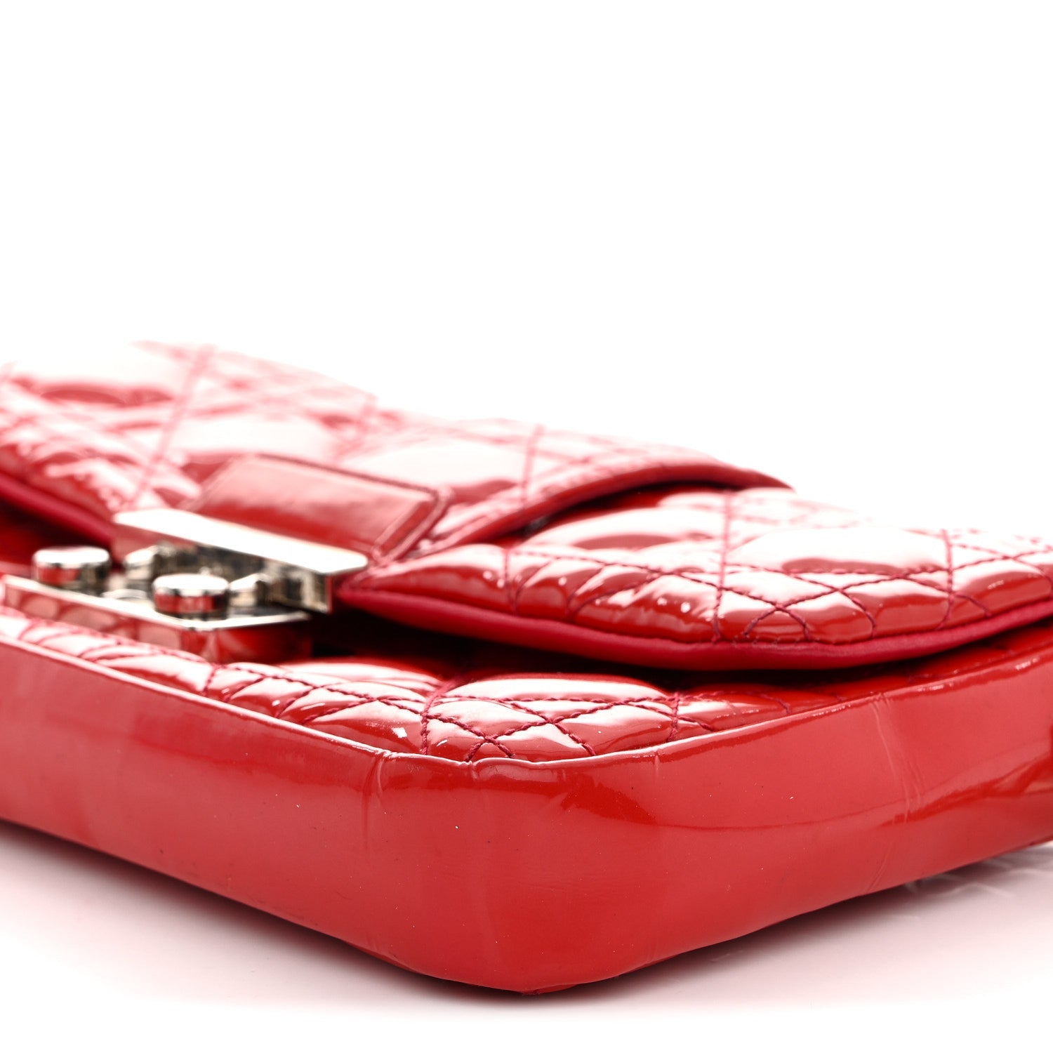 Christian Dior Patent Cannage New Lock Pouch Red