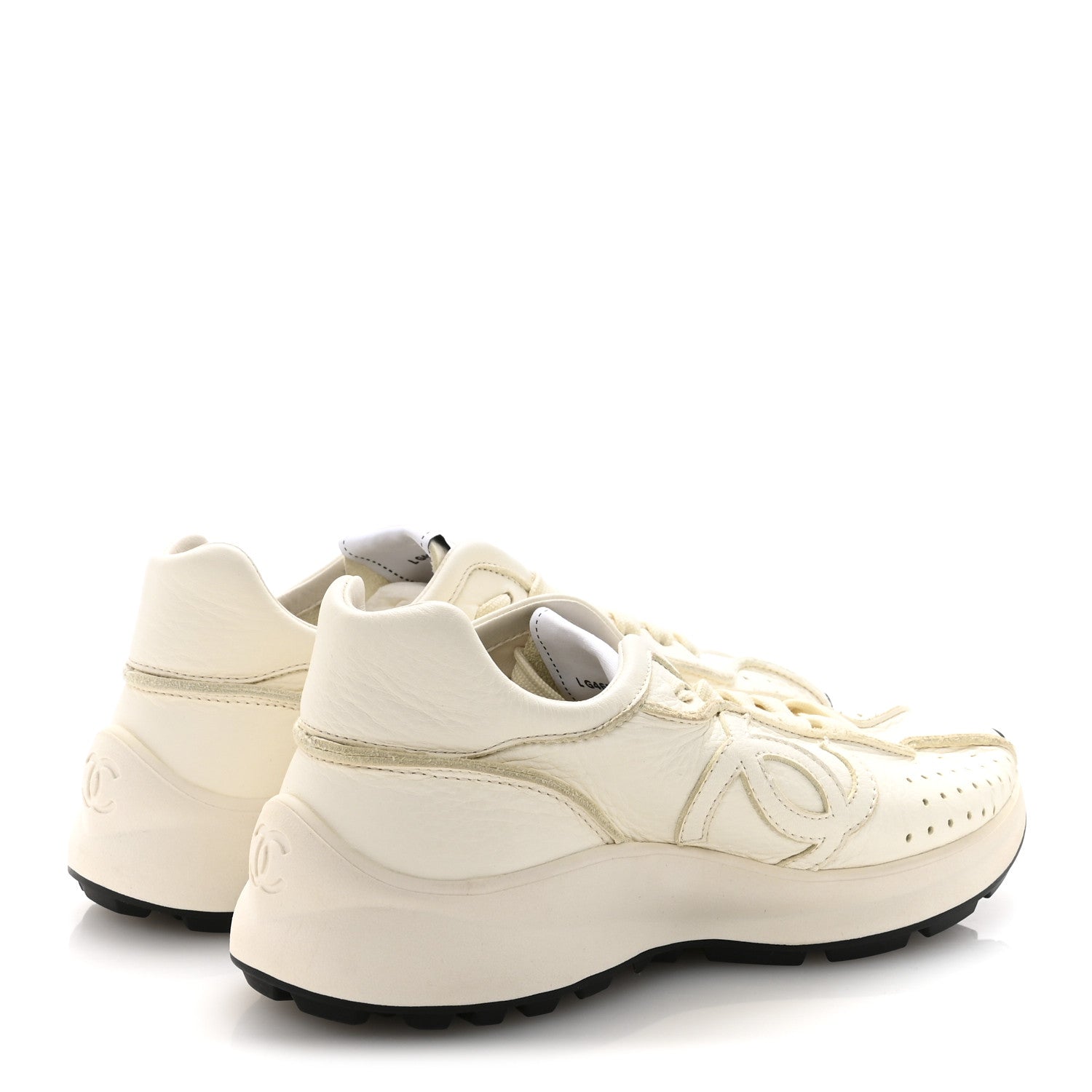 Calfskin Perforated CC Sneakers 36.5 White