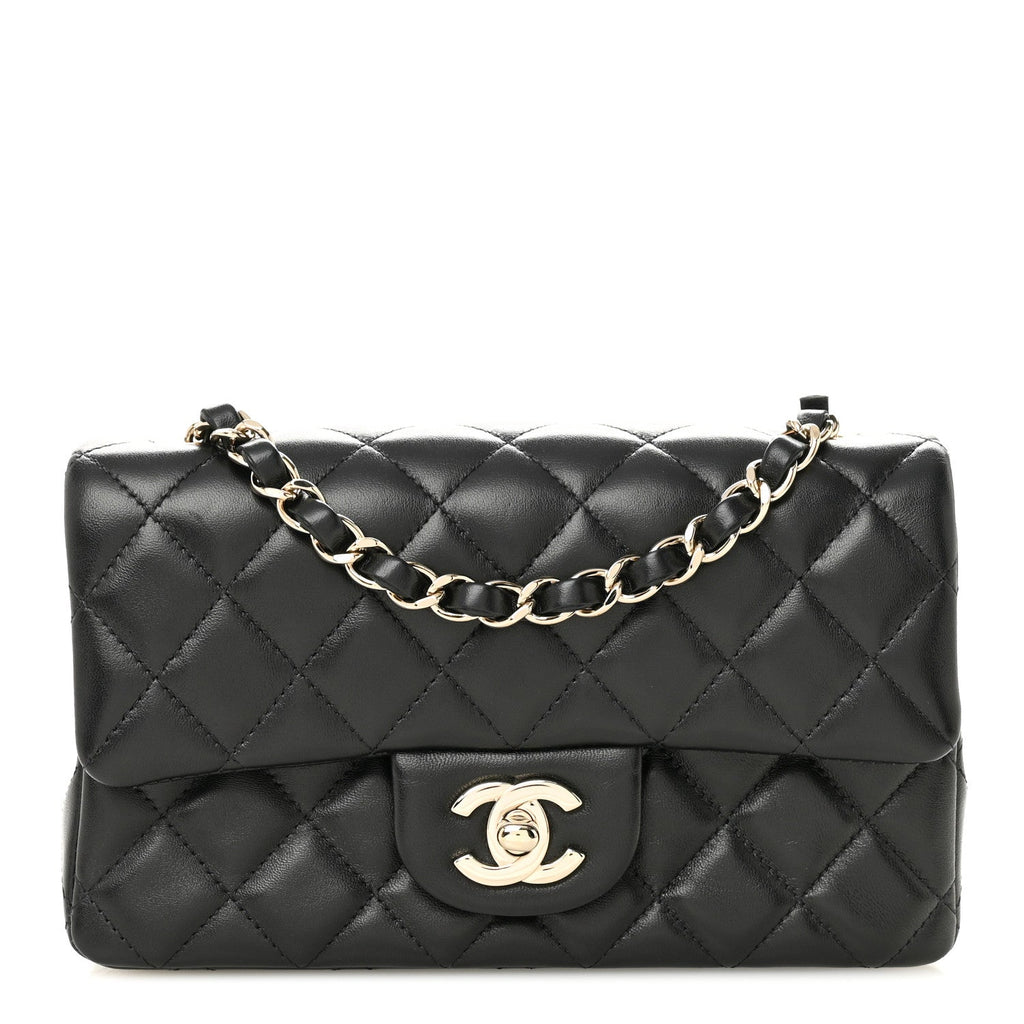 Chanel Lambskin Quilted Mini Rectangular Flap Black