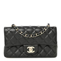 Chanel Lambskin Quilted Mini Rectangular Flap Black