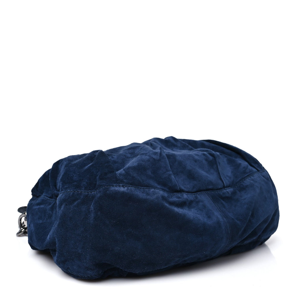 Gucci Suede Medium Icon Bit Shoulder Bag Blue