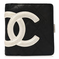 Calfskin Quilted Cambon Bi-fold Wallet Black White