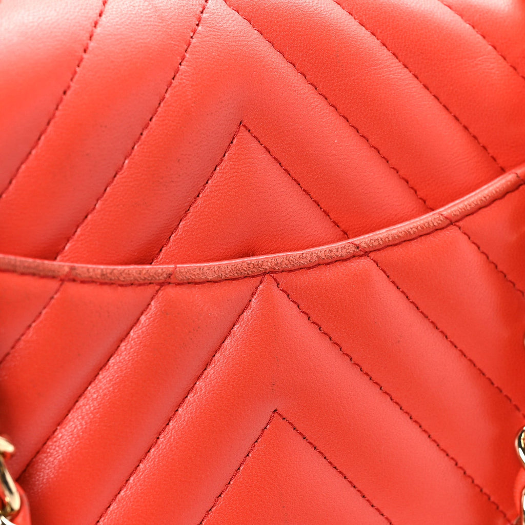 Chanel Lambskin Chevron Quilted Mini Rectangular Flap Red