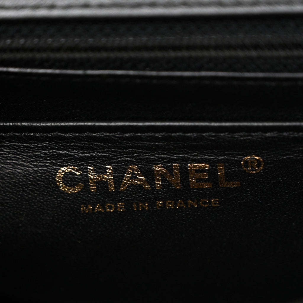 Chanel Lambskin Chevron Quilted Mini Rectangular Flap Black