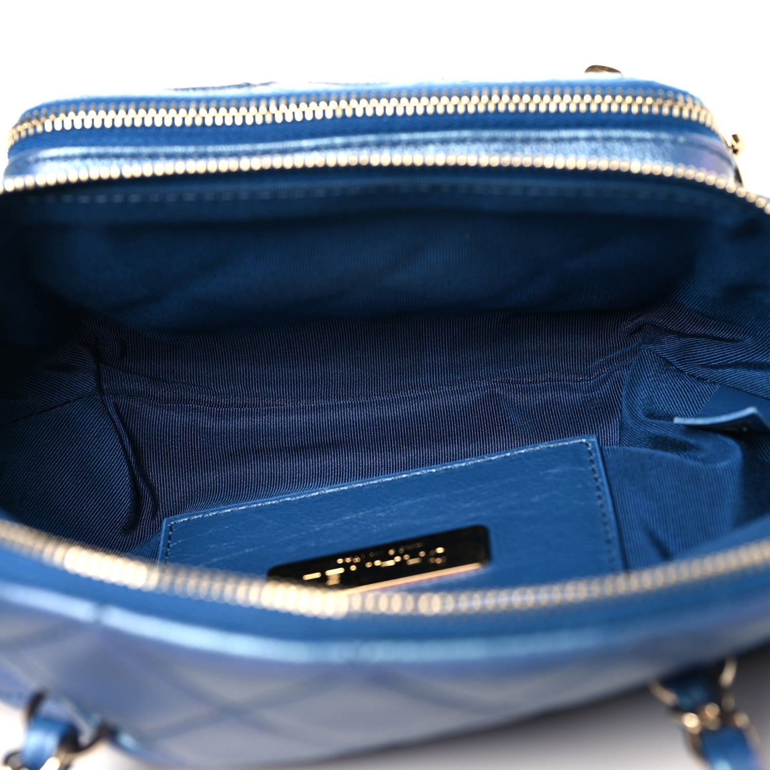 Chanel Iridescent Calfskin Quilted All About Waist Belt Bag Dark Blue