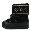 Louis Vuitton Suede Shearling Polar Flat Half Boots 40 Black