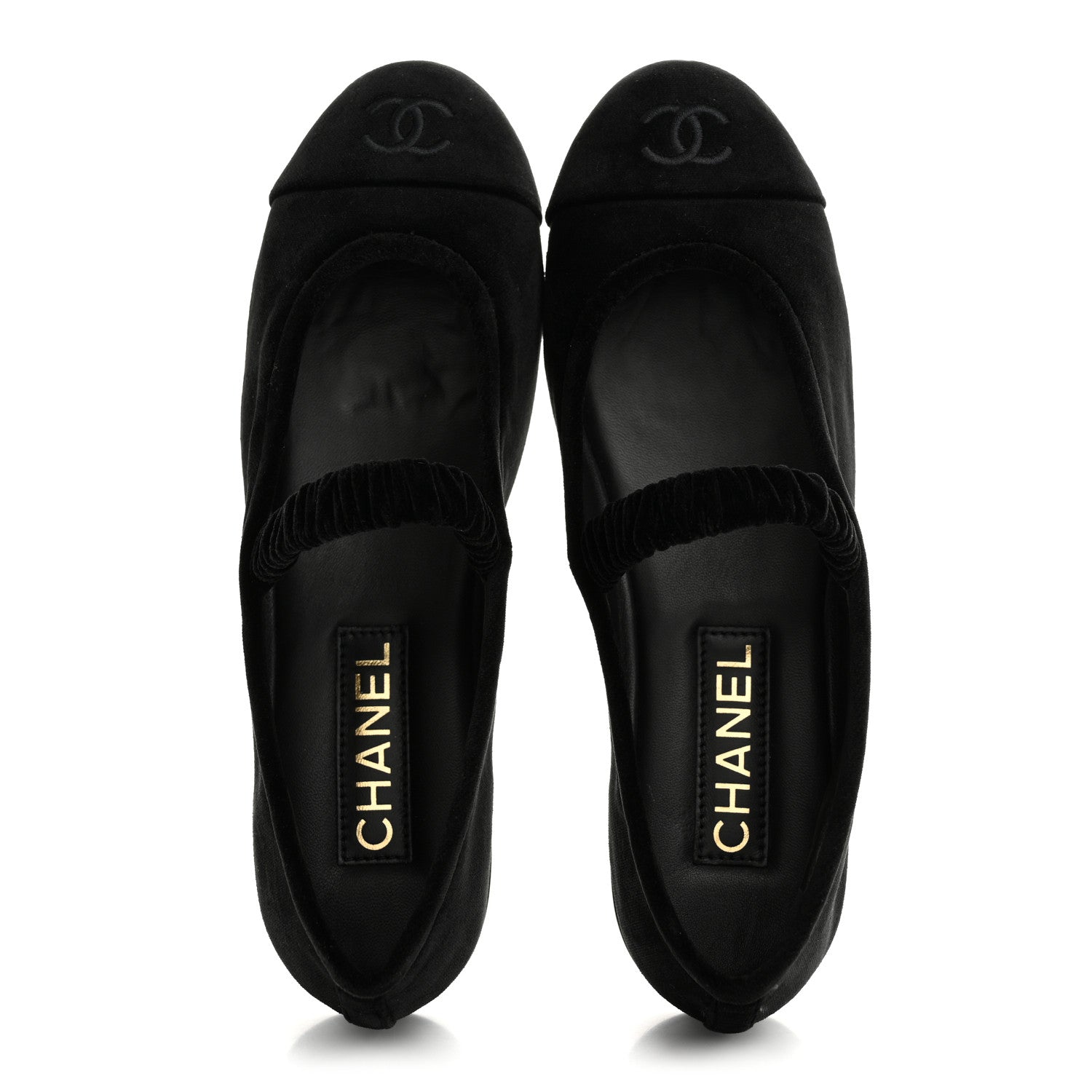 Chanel Velvet Mary Jane Flats 39 Black