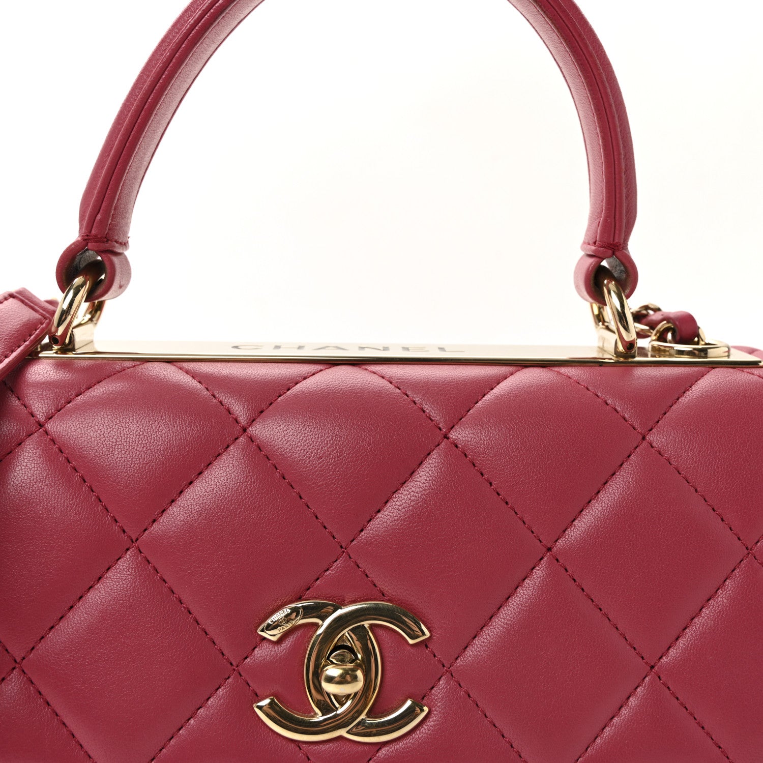 Chanel Lambskin Quilted Small Trendy CC Flap Dual Handle Bag Dark Pink