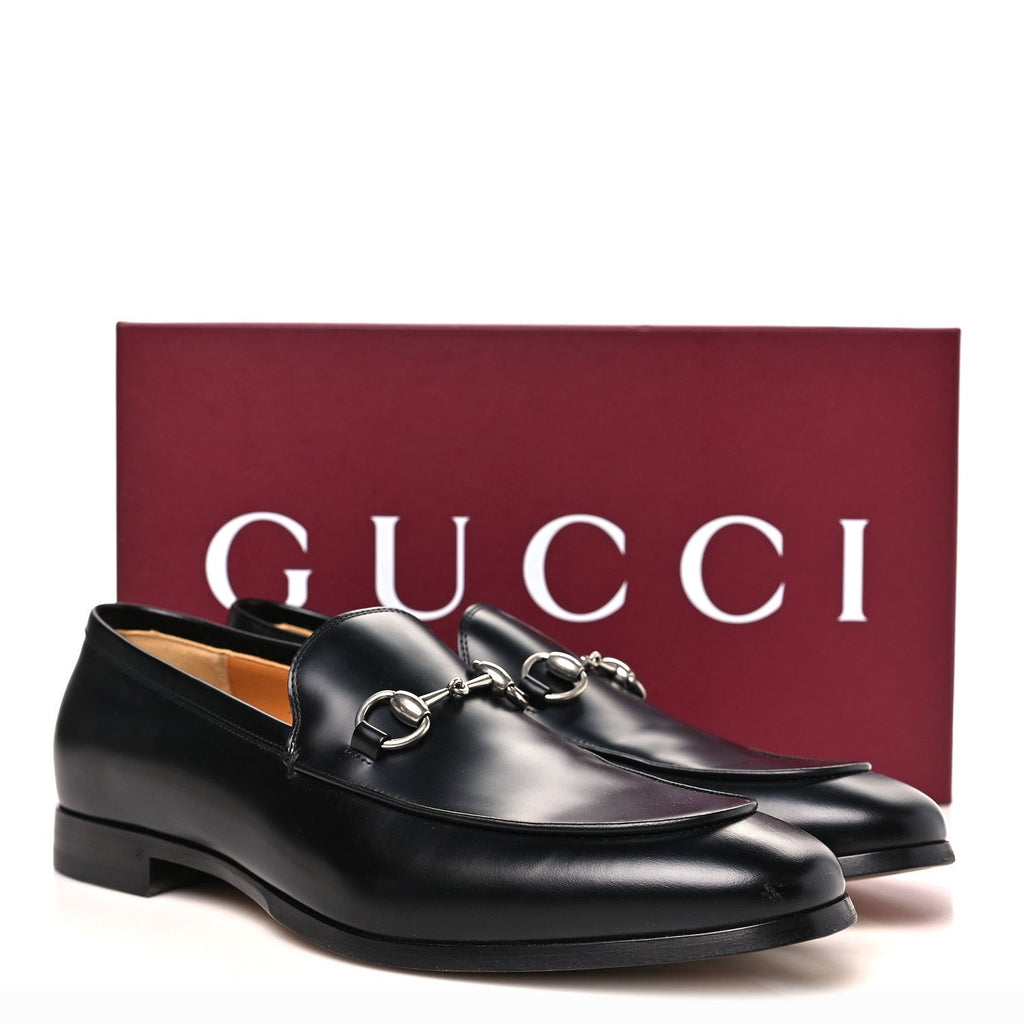 Gucci Betis Glamour Calfskin Mens Jordaan Loafers 9.5 Black