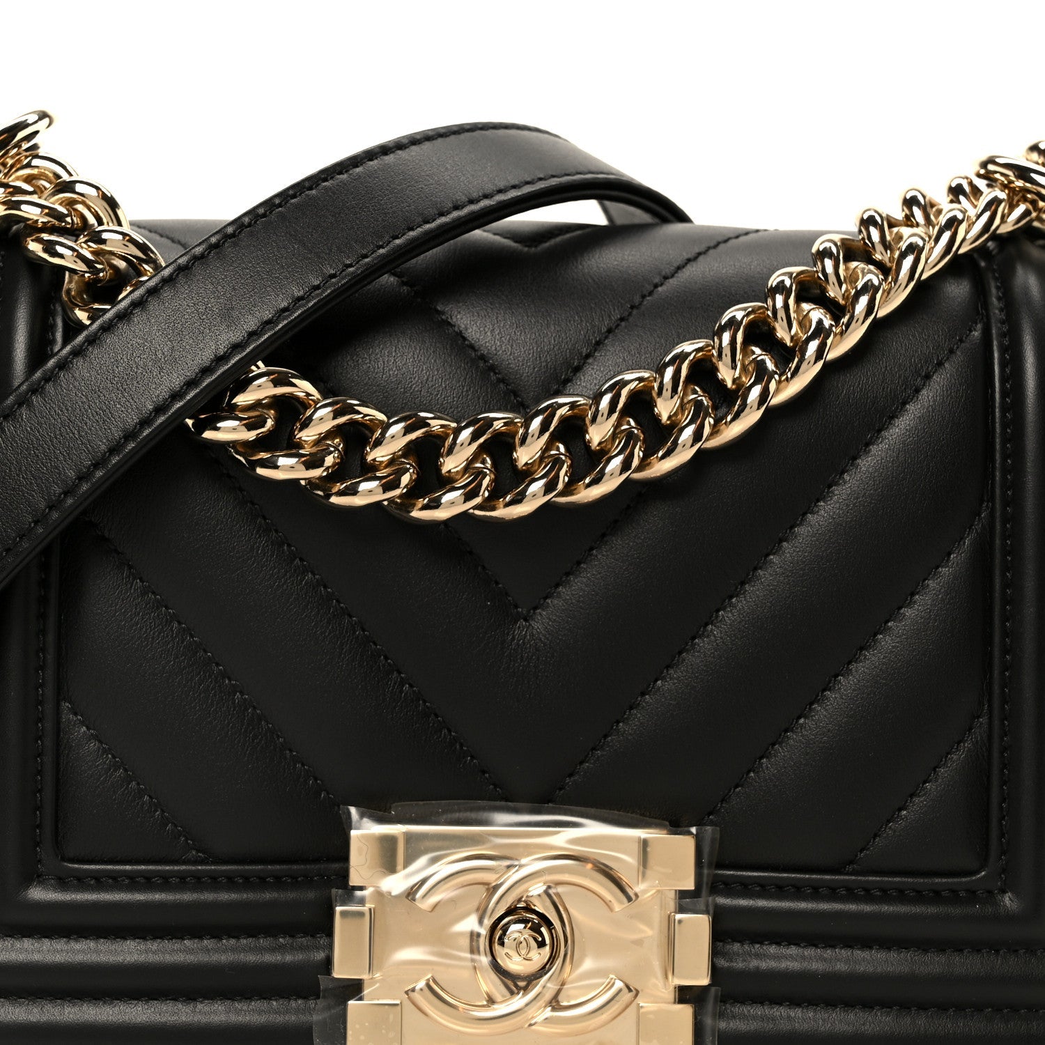 Chanel Lambskin Chevron Quilted Small Boy Flap Black