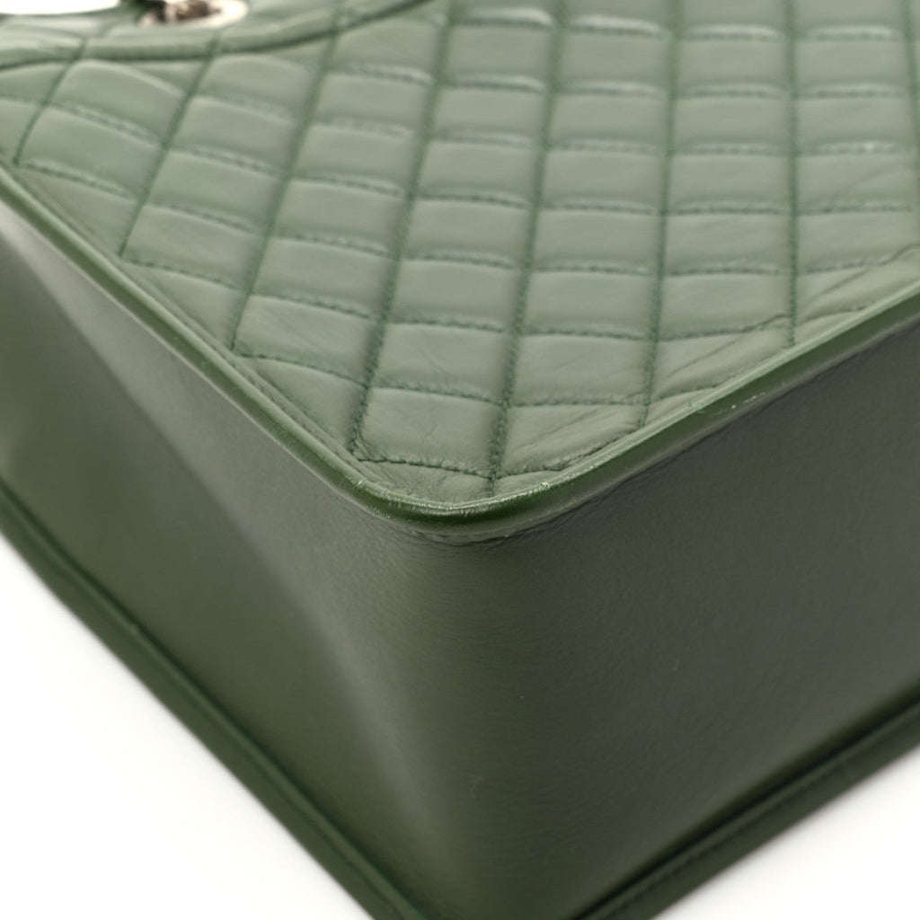 Chanel Aged Calfskin Quilted Large Working Vibe Camera Case Khaki
